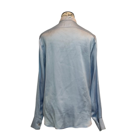 Armani Collezioni Silk Button Down Shirt. Light Blue. Size 6 - Picture 8 of 9
